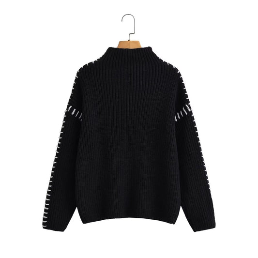Women's Outer Wear Round Neck Warm Color Knitwear