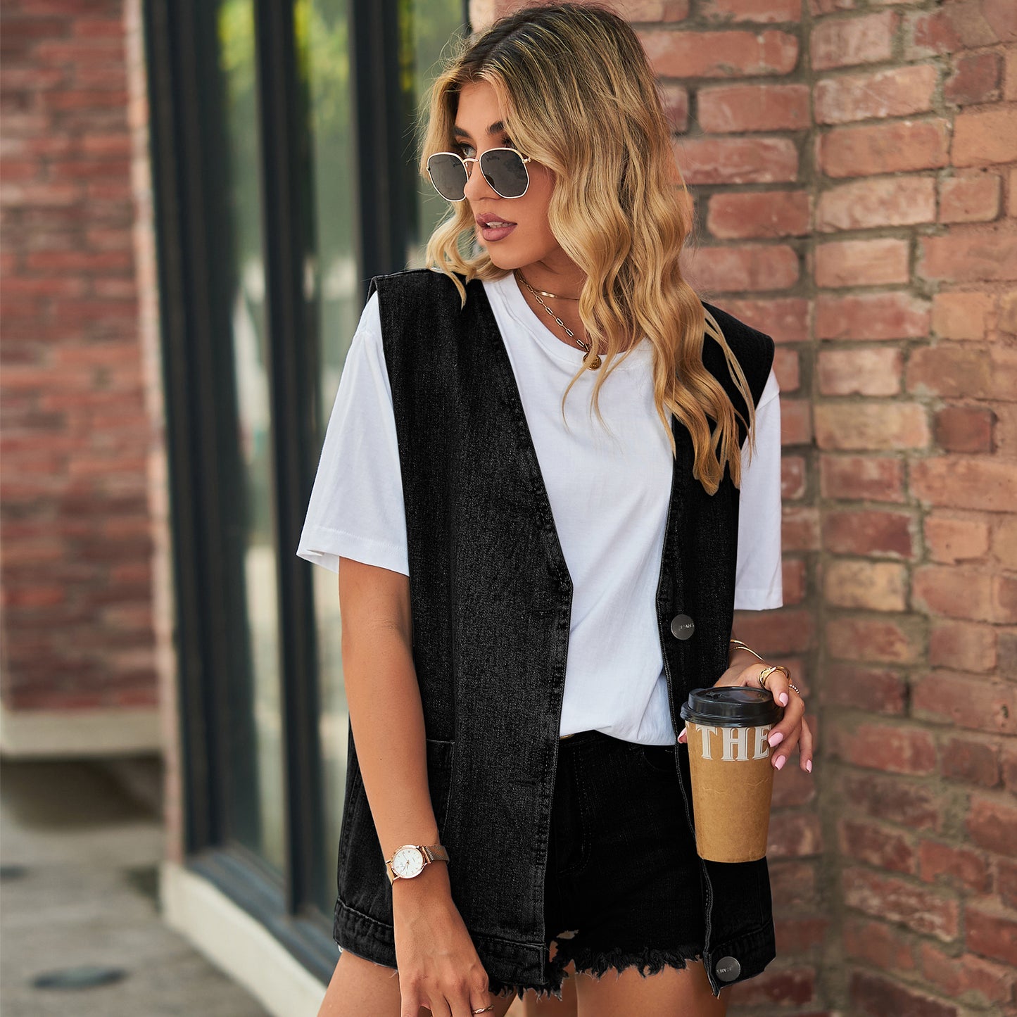 Unique Charming Denim Waistcoat Trendy Sleeveless Women's Vest