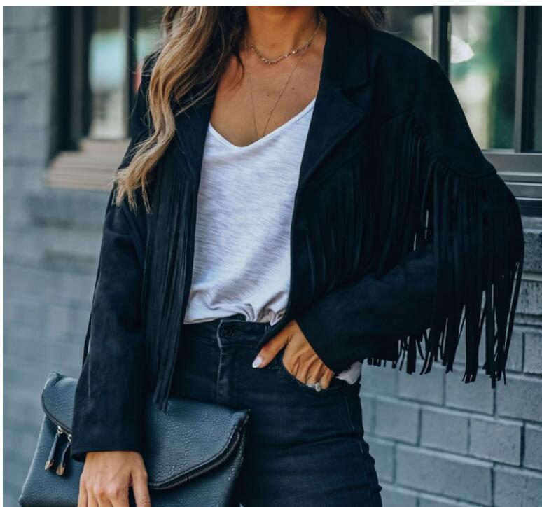 Women's Autumn Slim Long Sleeve Tassel For Coats