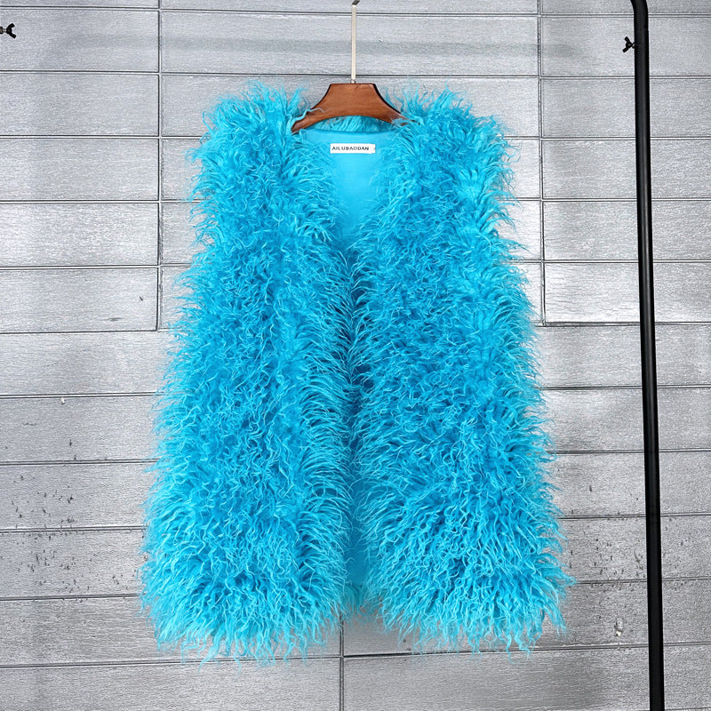 Women's Imitated Tibet Sheep Fur Mid-length Faux Coats