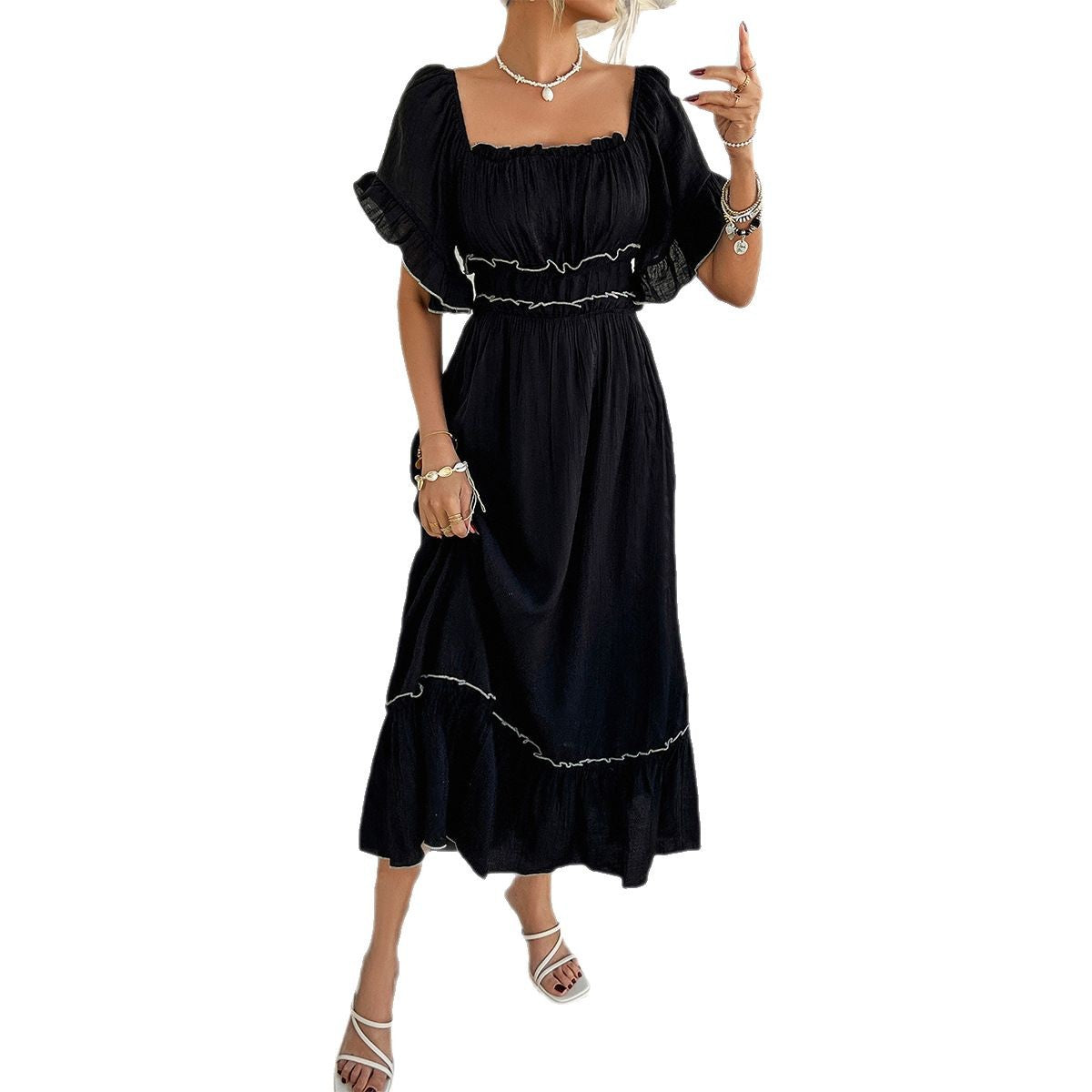 Women's Casual Vacation Contrast Color Two-way Wear Dress