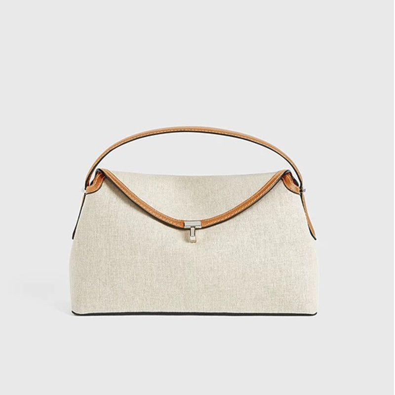 Women's Niche Word Linen With Leather Versatile Bags