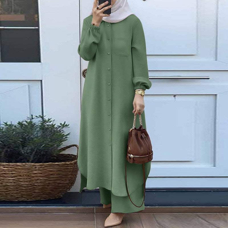 Women's Arab Style Two-piece Long-sleeved Shirt Trousers Suits