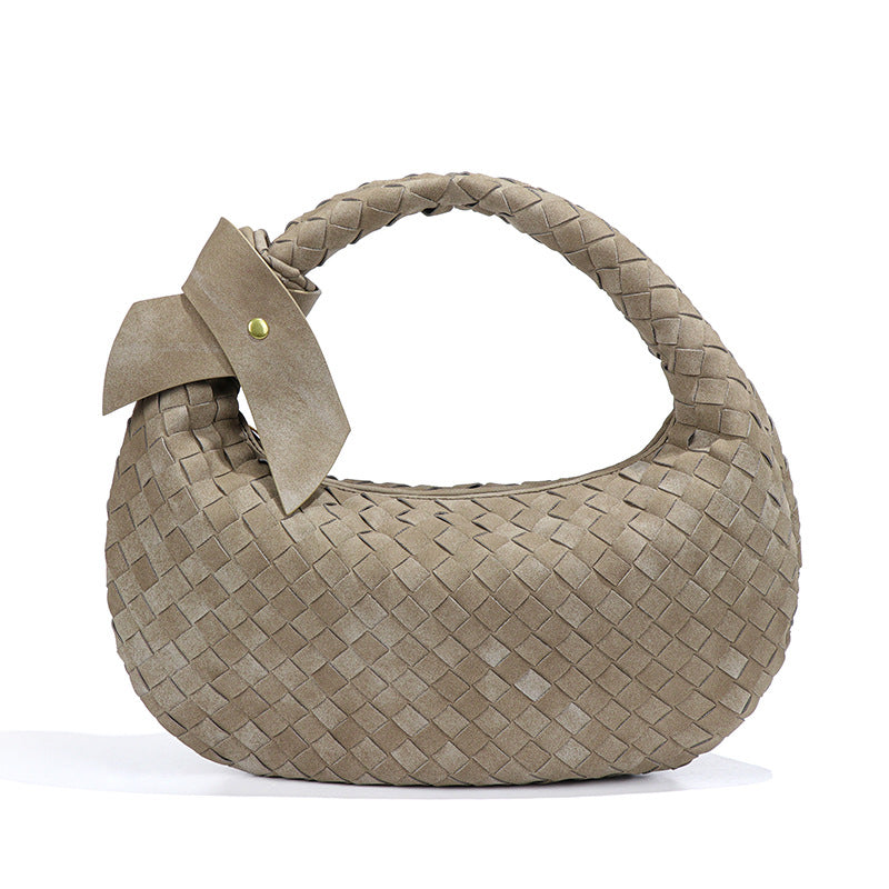 Large Capacity Woven Dumpling Croissant Frosted Handbags