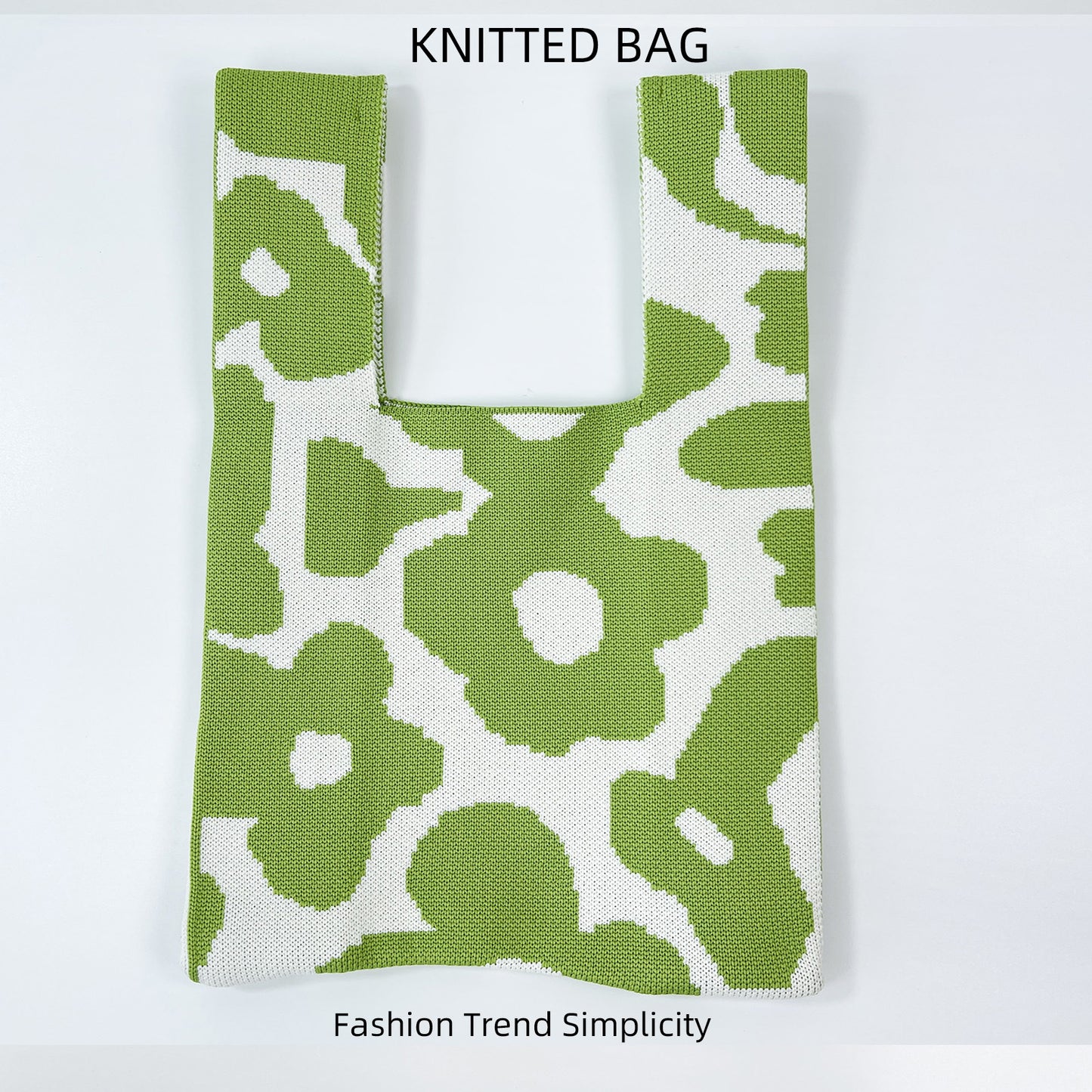 Women's Flower Knitted Large Capacity Totes Wrist Handbags