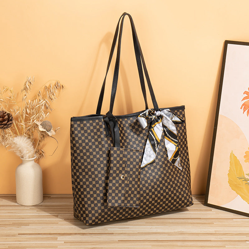 Women's Large Capacity Diamond Plaid Texture Mummy Tote Bags