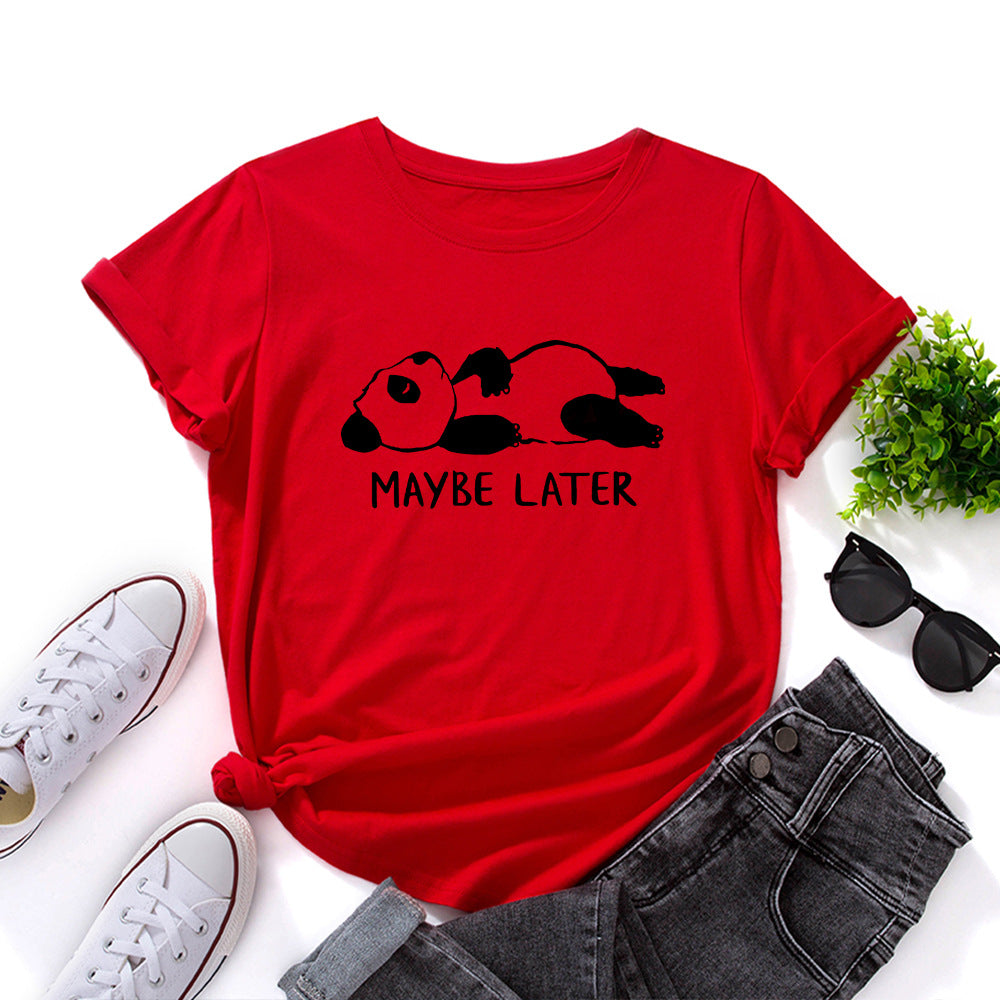 Women's Leisure Panda Printing Loose Round Neck Shorts