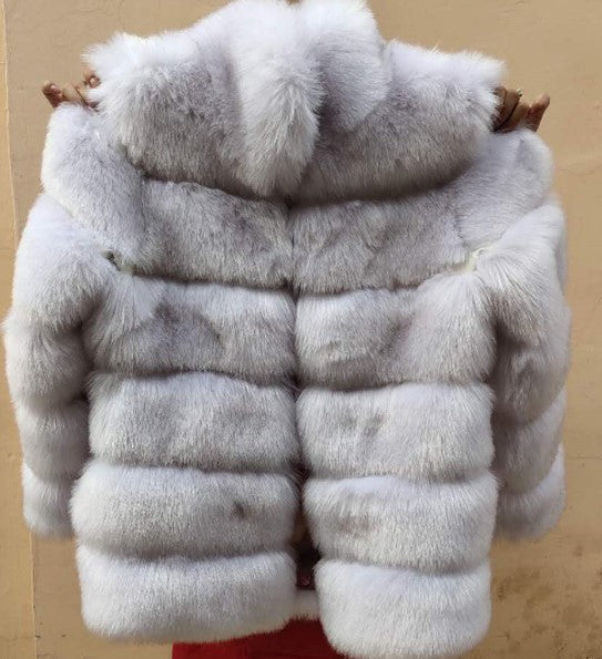 Women's Fur Mid-length Stand Collar Artificial Fox Coats