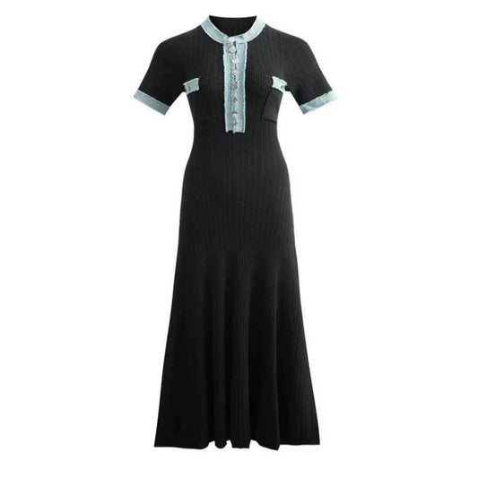 Short-sleeved A- Line Knitted Dress Simple Dresses