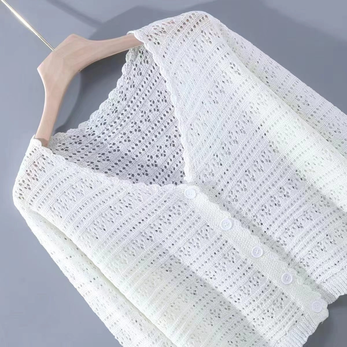 Women's Hollow Sun Protection Shawl Outer Match Long Sleeve Office Ice Women's T-shirt