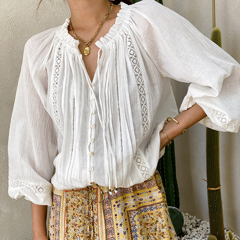 Women's Spring Design Long-sleeved Shirt French Style Blouses