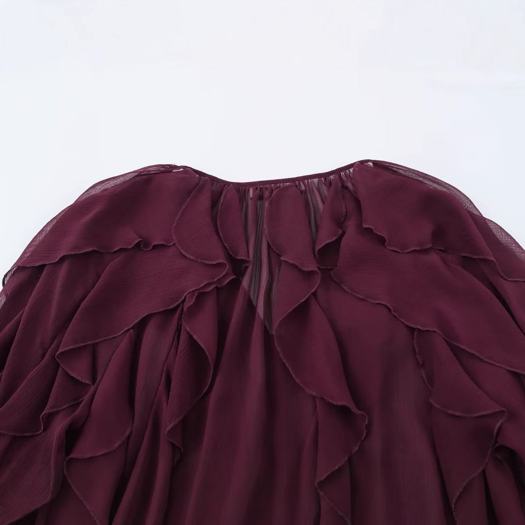 Women's Elegant Style Fashion Laminated Decoration Long Blouses