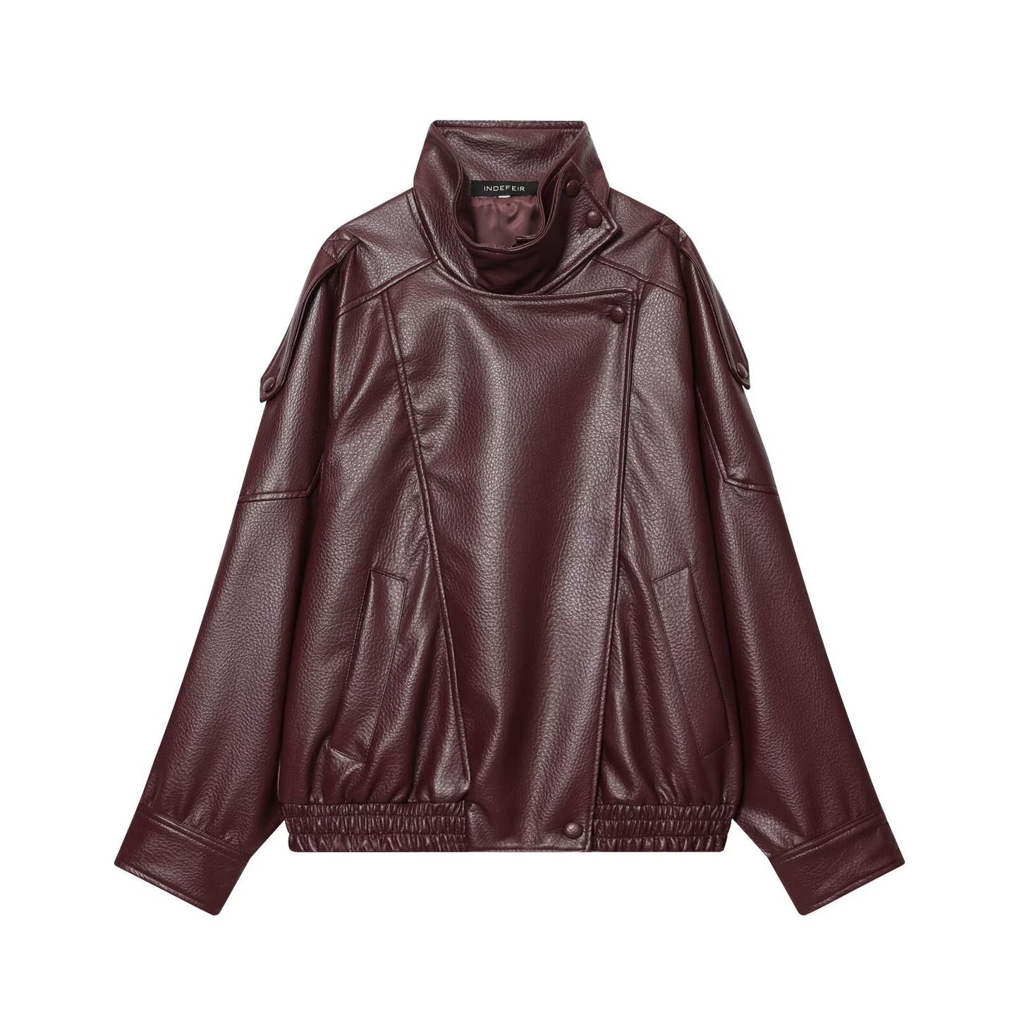 Graceful Autumn Black Imitation Leather Loose Jackets