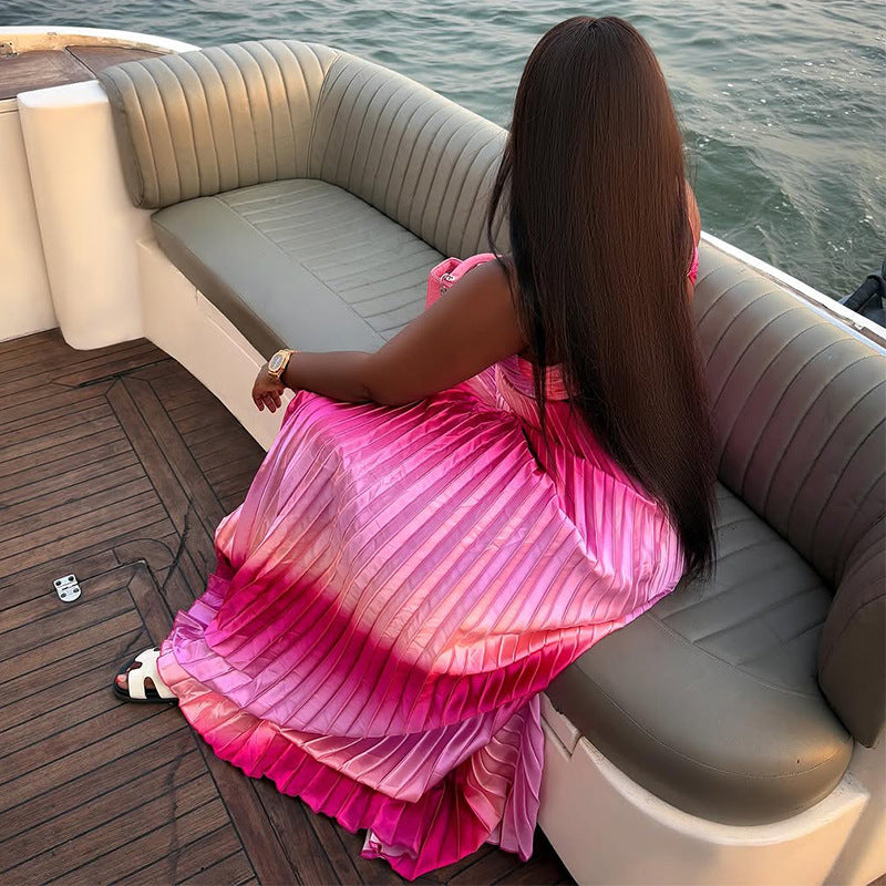 Women's Spring Sweet Fresh Sling Tube Pleated Dresses