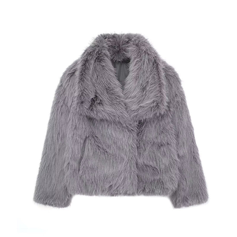 Women's Fur Large Lapel Faux Fashion Fox Coats
