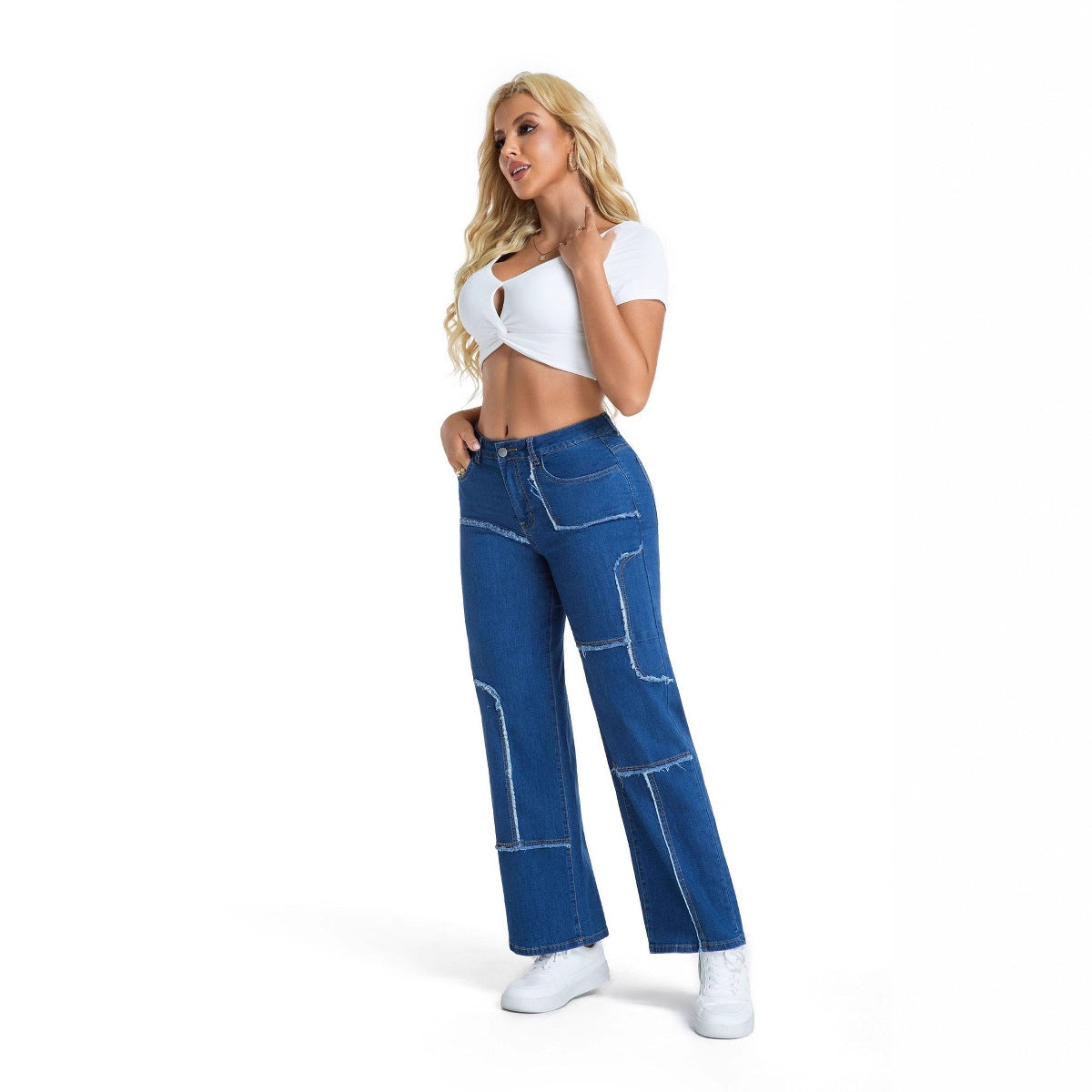 Women's Retro Loose Straight Cargo Trousers Women's Jeans