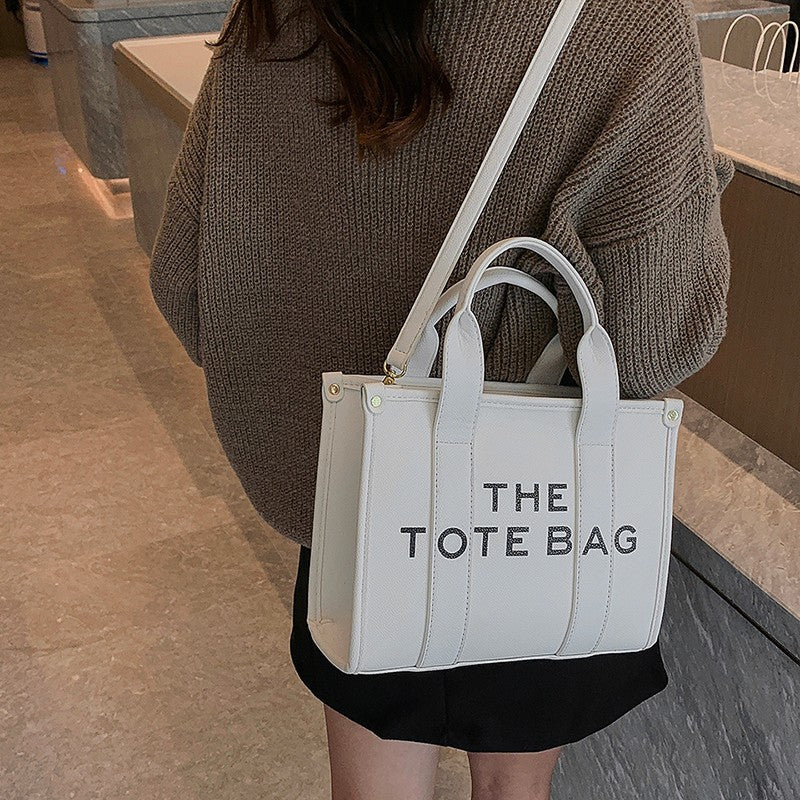 Women's Trendy Solid Color Letter Large Capacity Shoulder Bags