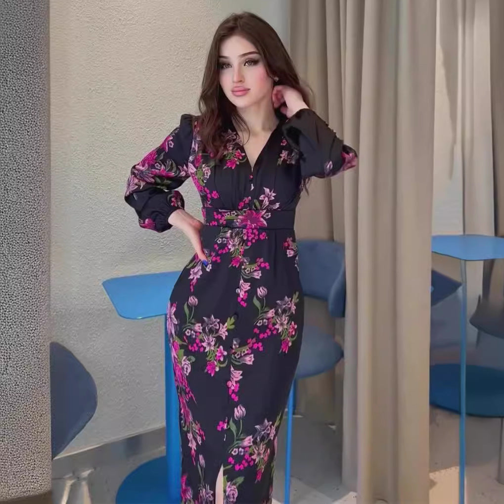 Waist Slit Dress Female Summer Temperament Dresses