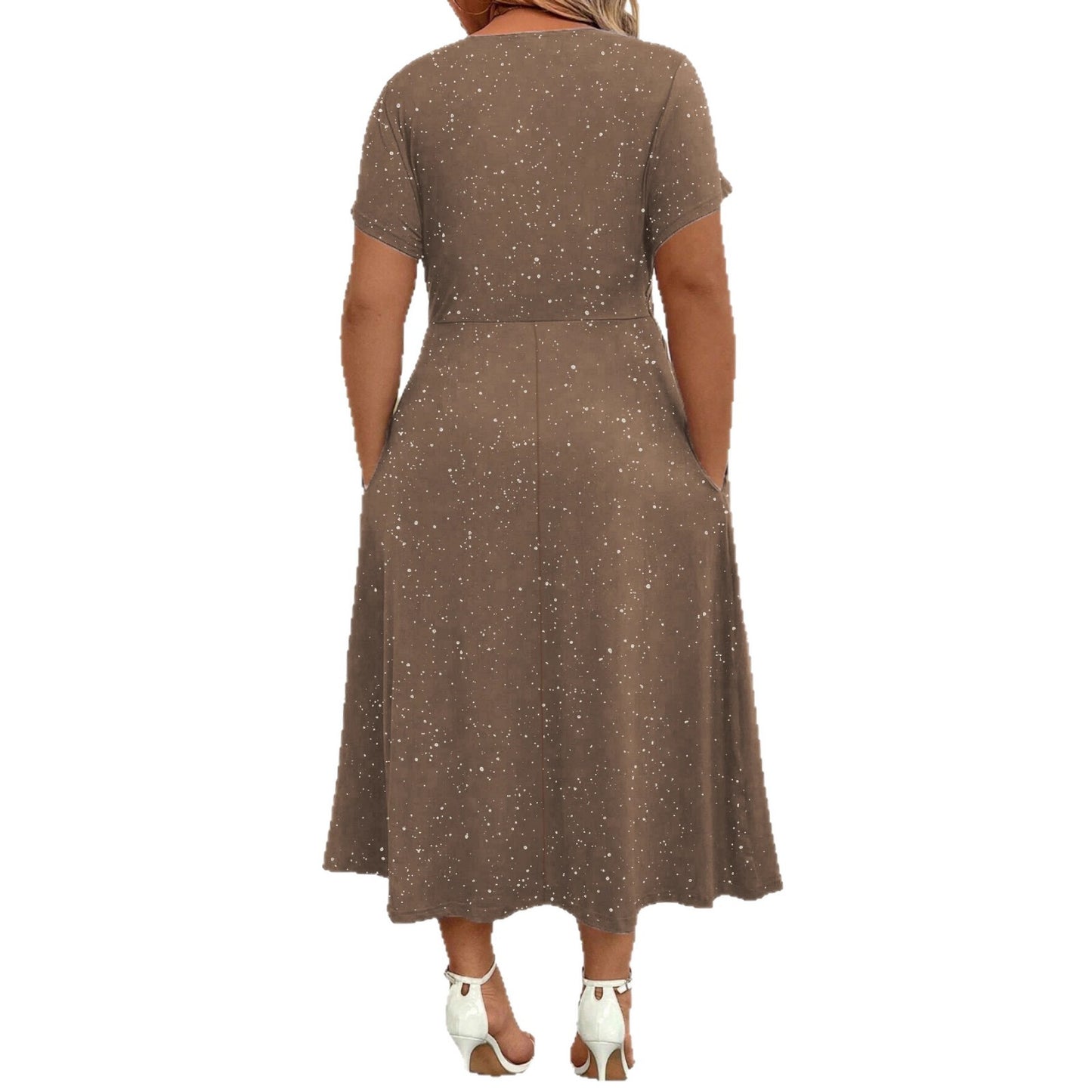 Women's Waist Tight Shiny Crystal Dusting Powder Twisted Dress