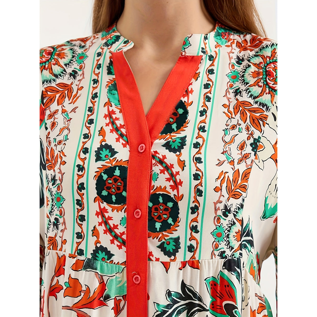Women's Long Robe Elegant Loose Sleeve Floral Dress