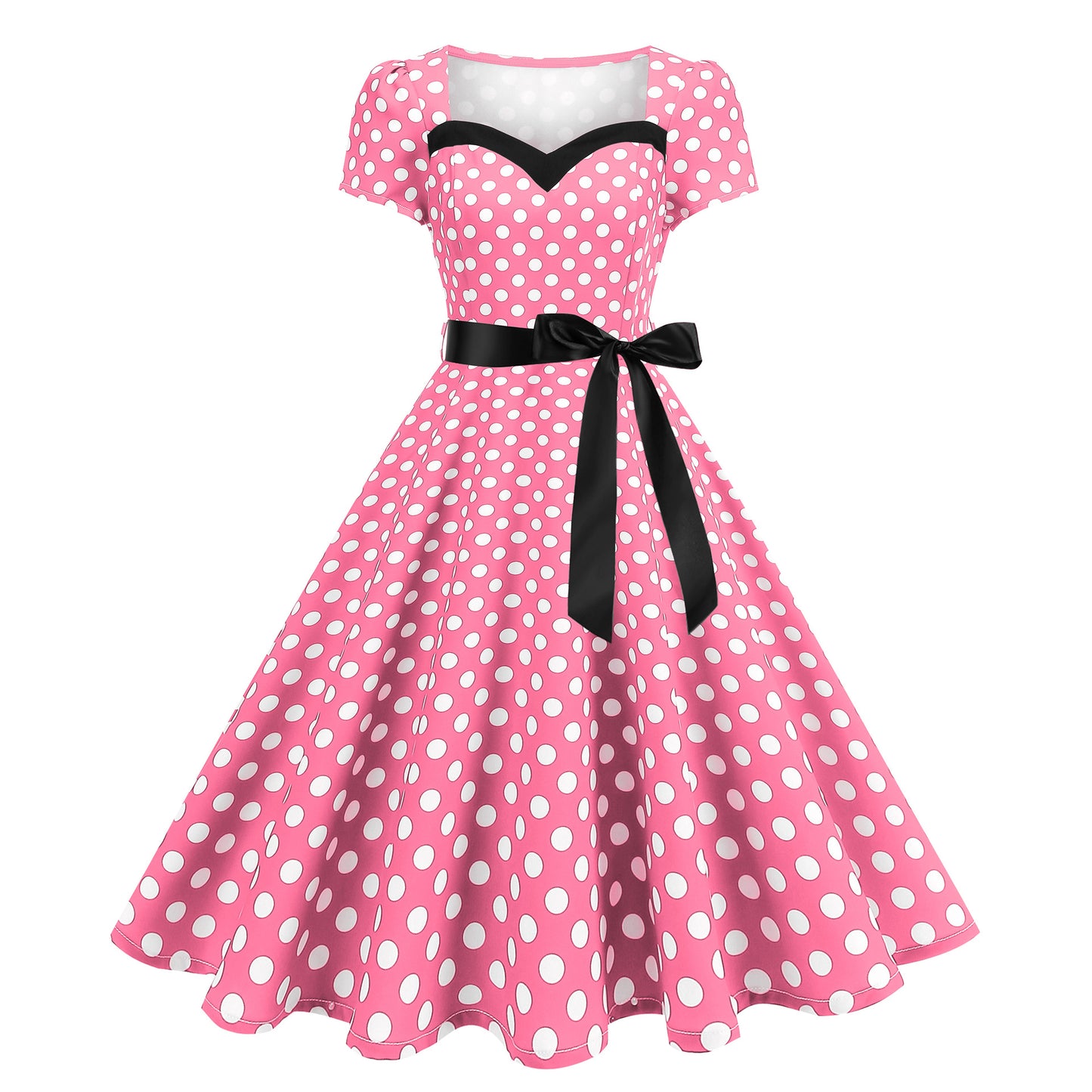 Women's Wear Hepburn Style Dress Sleeve Large Swing Polka Dresses