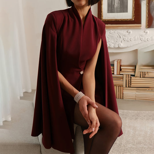 Elegant Cape Slimming Dating Workplace Dress Dresses