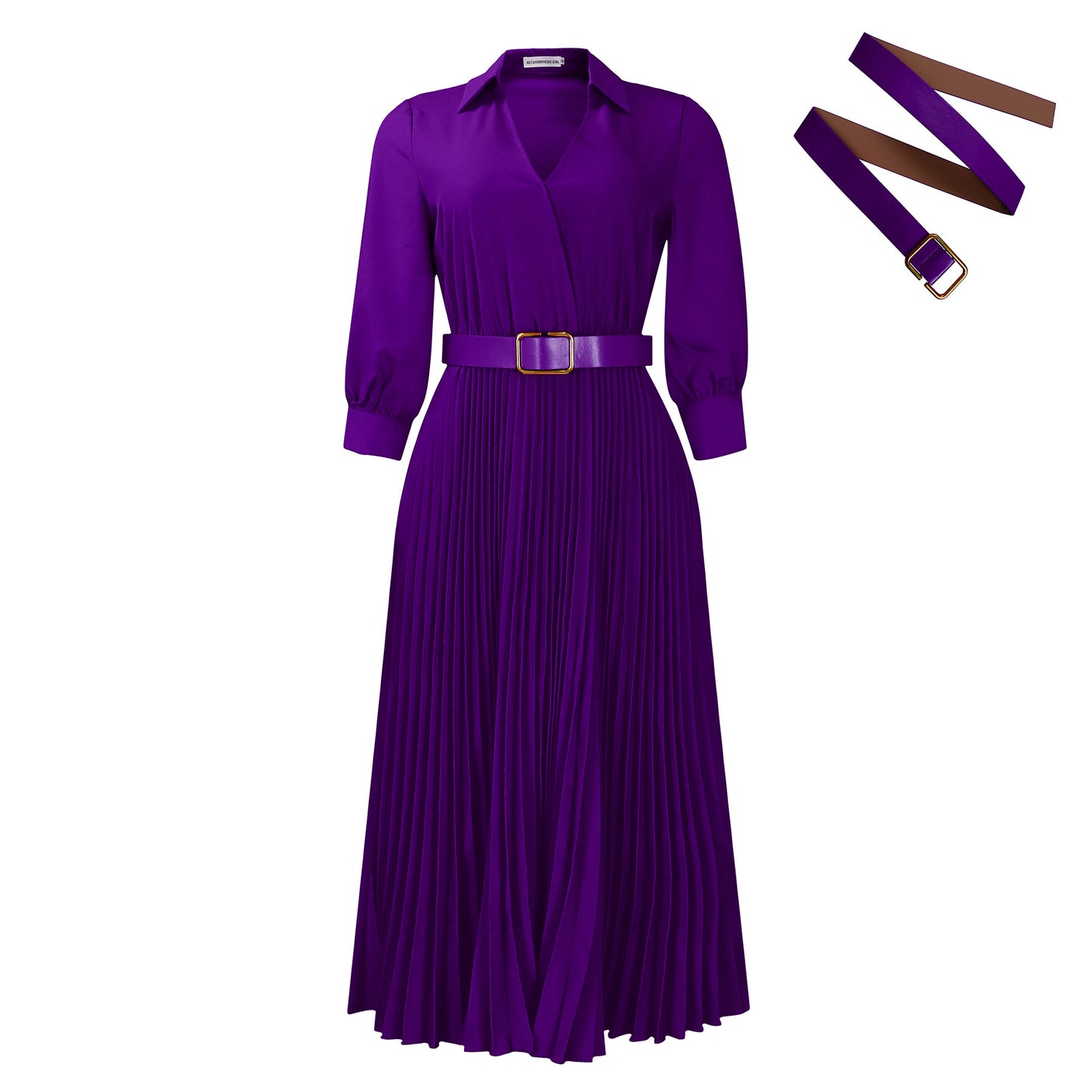 Women's Fashion Elegant Polo Collar Solid Color Dresses