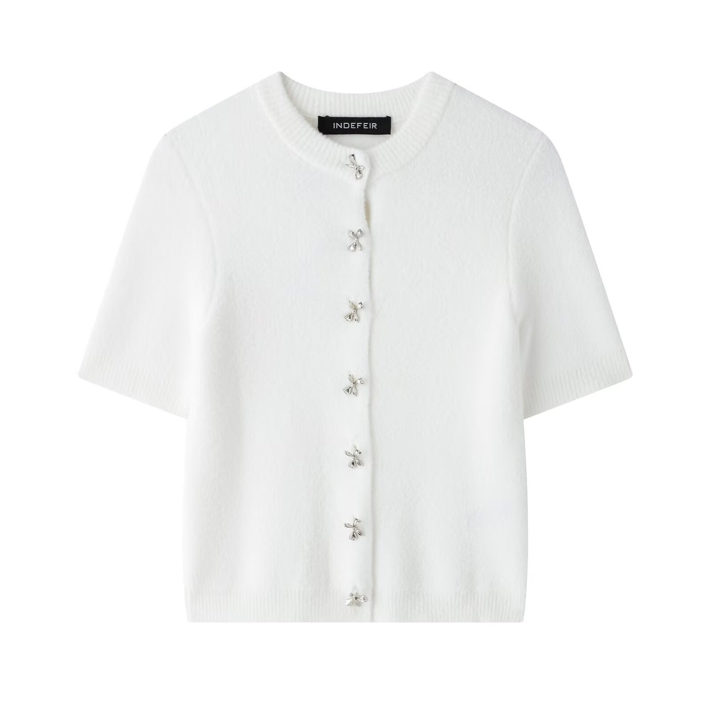 Women's Homemade Classic Bow Decorated Row Button Knitwear