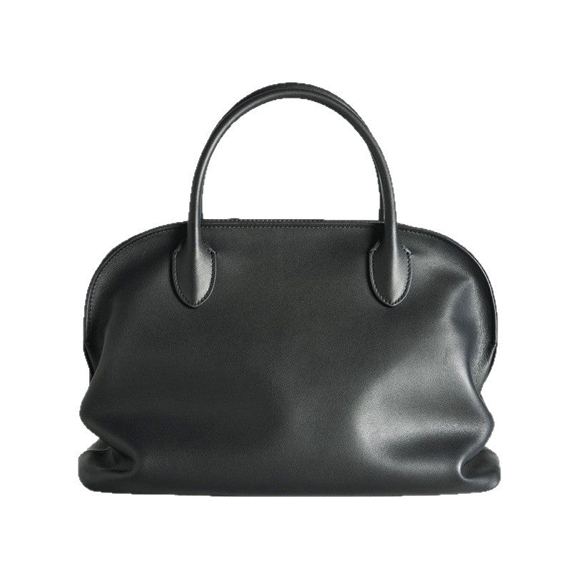 Women's Minimalist Style Bowling Inside Outside Leather Shell Handbags