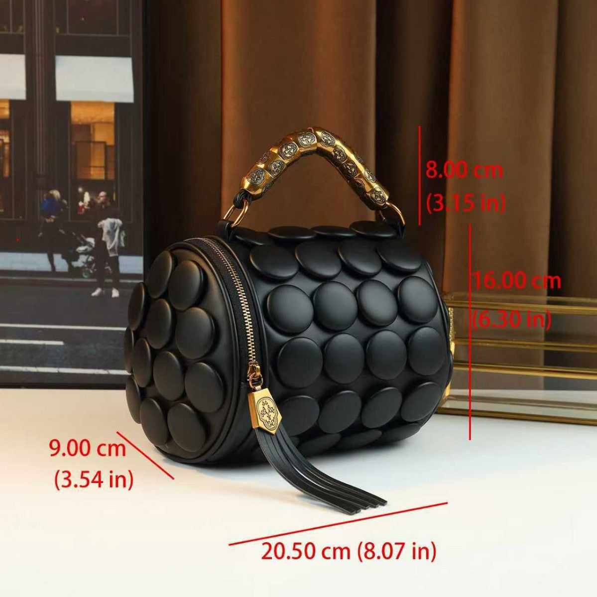 Women's Three-dimensional Polka Dot Decoration Round Handbags