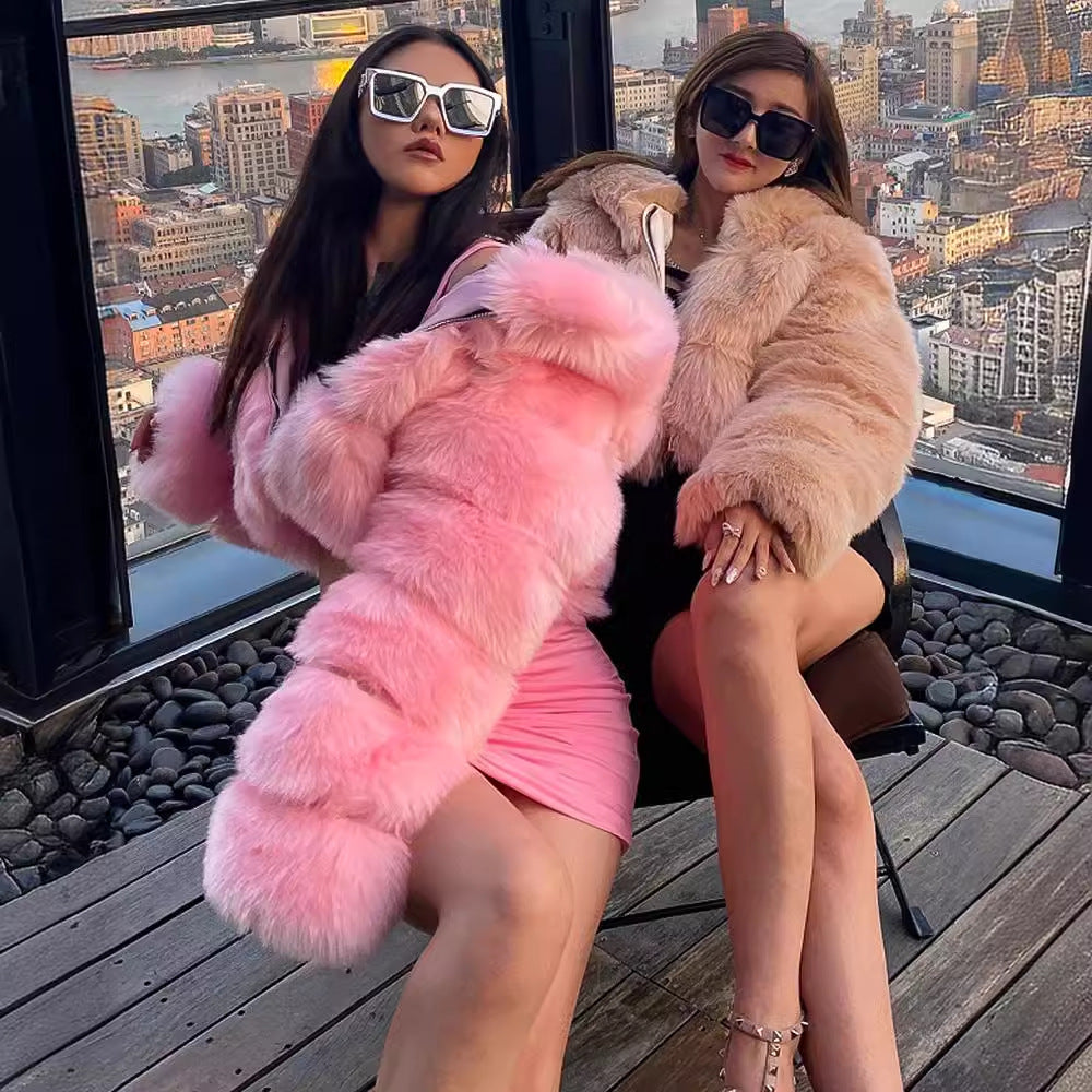 Durable Creative Imitation Fur Overcoat Fashion Coats