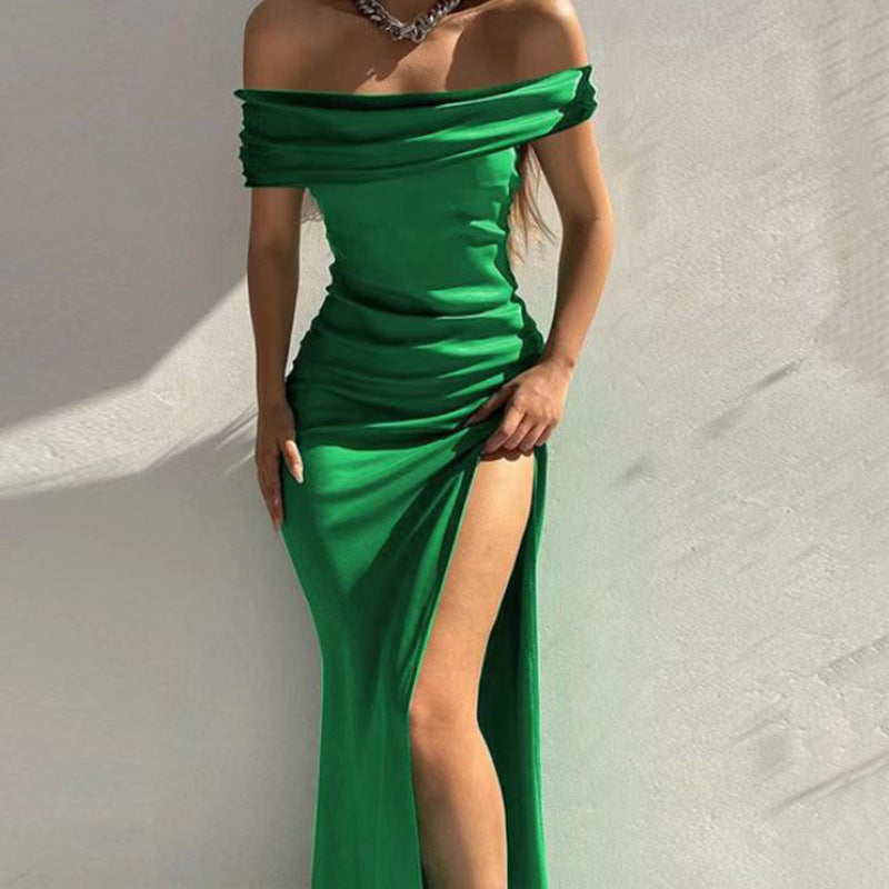 Women's Tight Solid Color Sleeveless Mid-length Sexy Dress