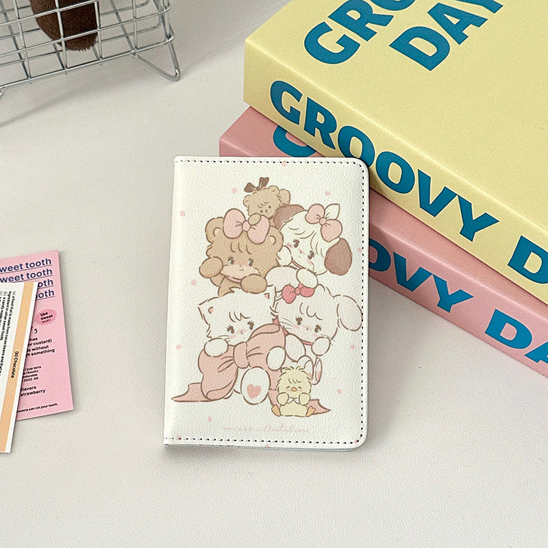 Cute Leather Overseas Passport Cover Storage Card Holder