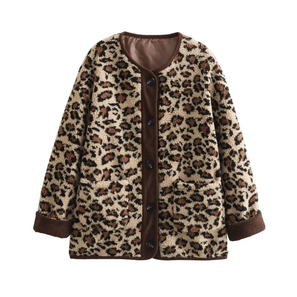 Women's American Leopard Print Casual Loose Long Coats