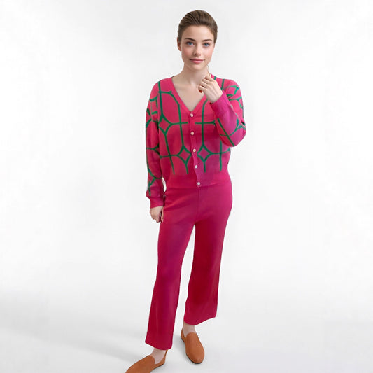 Women's Fashion Stitching Two-piece Contrast Color Long Suits