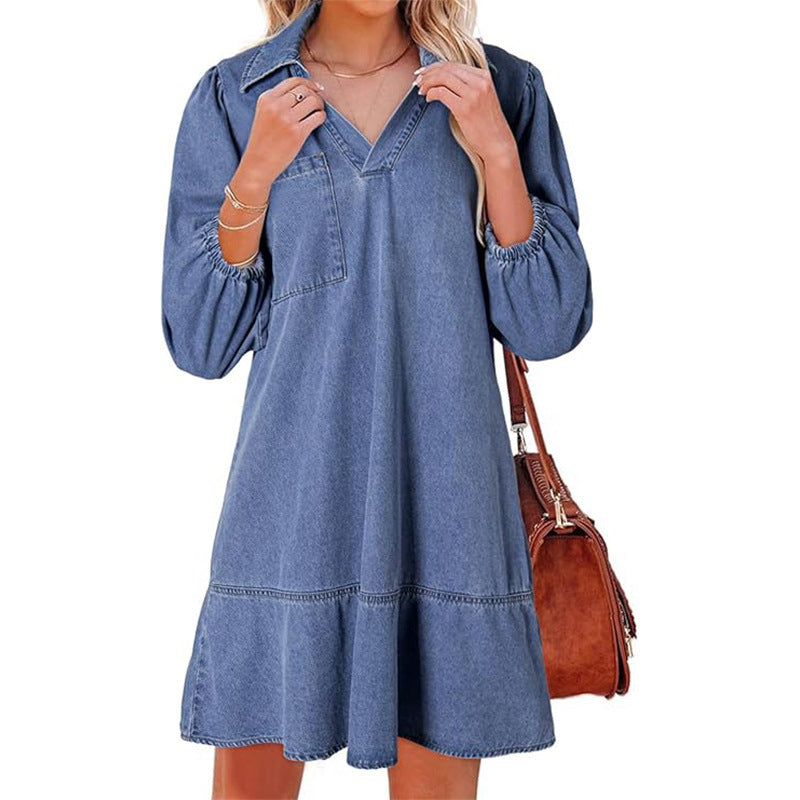 Women's Casual Style Clothes Cropped Puff Sleeve Dresses