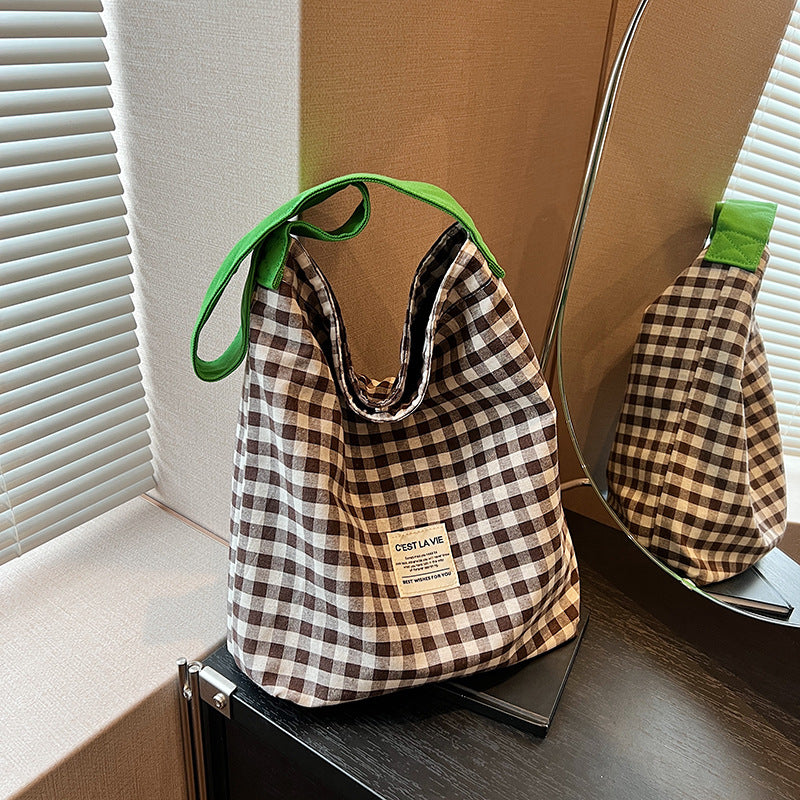 Female Trendy Check One College Literary Shoulder Bags
