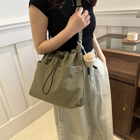 Capacity Waterproof Nylon Cloth Drawstring Ruffle Bags