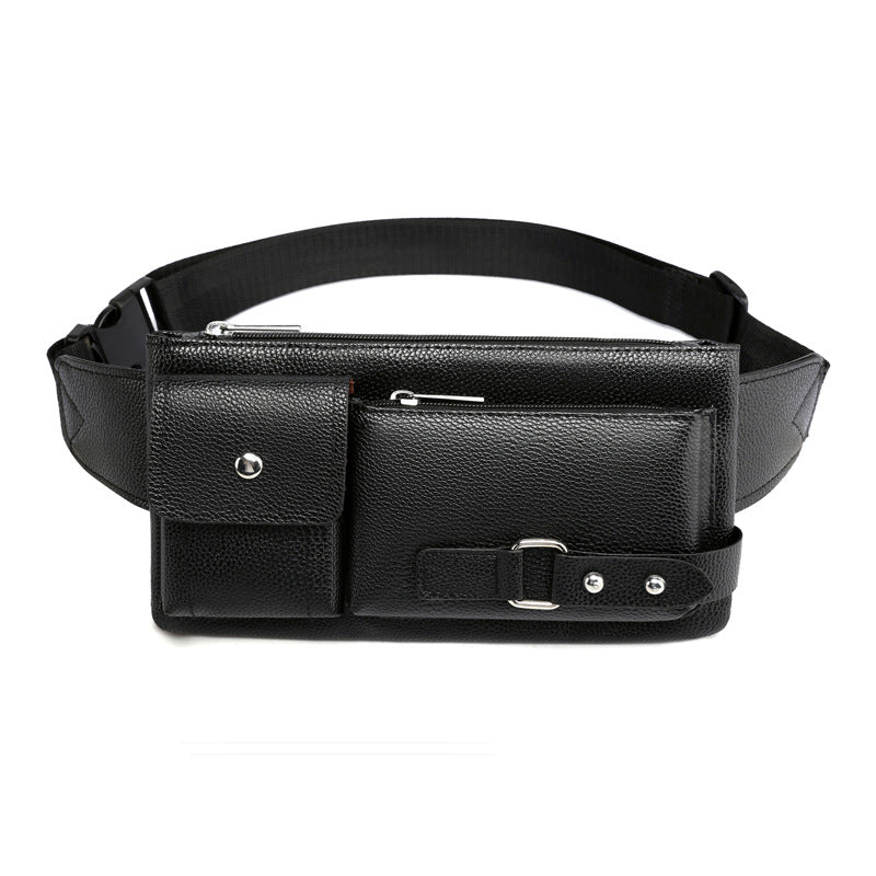 Men's Stylish Leather Korean Simple Black Men's Waist Packs