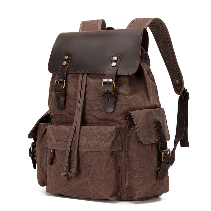 Leather Canvas Trend Computer Waterproof Oil Backpacks
