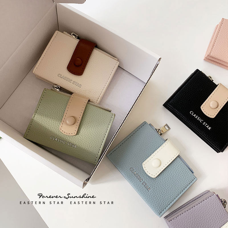 Korean Style Dopamine Color Matching Jump Simple Large Ladies Wallets