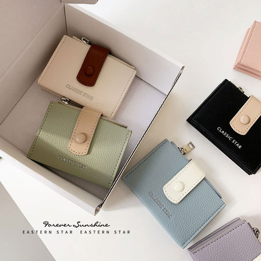 Korean Style Dopamine Color Matching Jump Simple Large Ladies Wallets