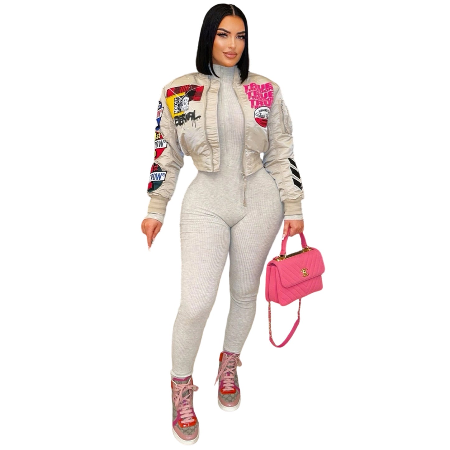 Slouchy Classy Innovative Printed Casual Bomber Jackets