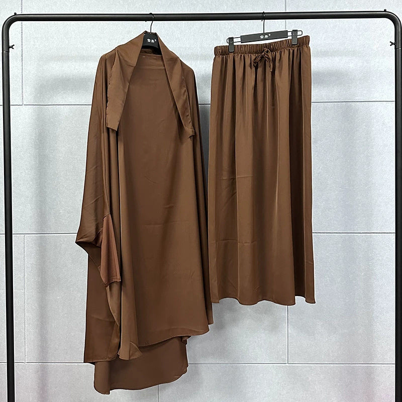 Women's Turkish Two-piece Veil Robe Solid Color Dresses
