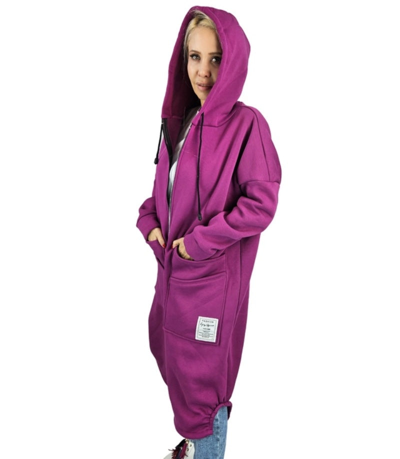 Knit Hooded Fleece Lined Casual Fashionable Women's Sweater, Sweater