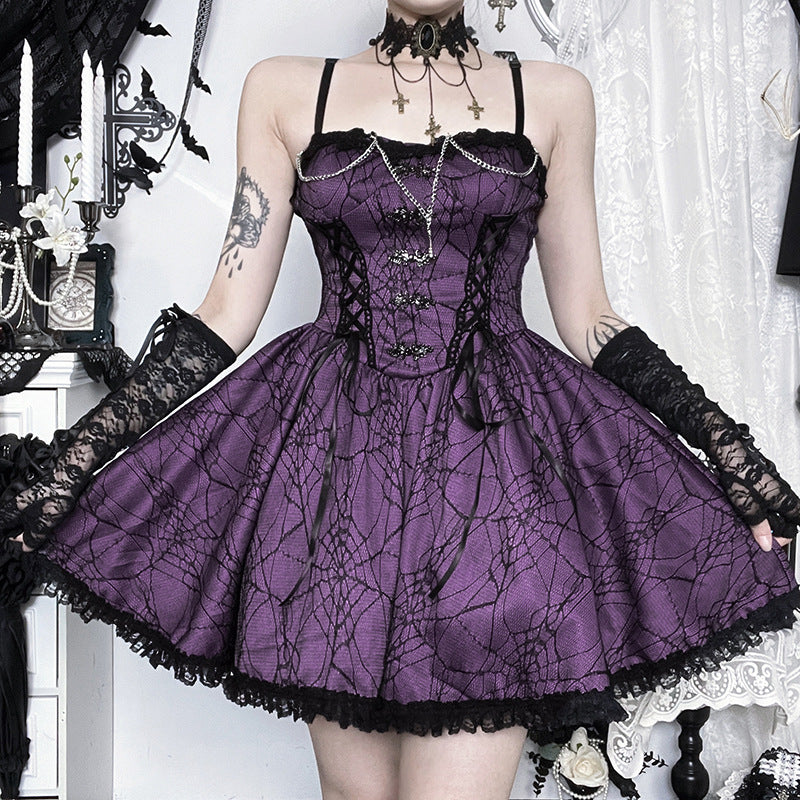 Autumn Lace Sling Dress Asian Culture Skirts