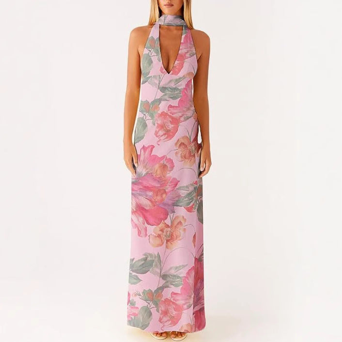 Women's Dress Deep Collar Backless Tight Formal Dresses