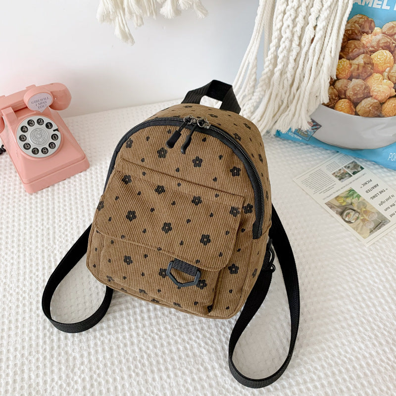 Unique Durable Corduroy Cute Female Soft Backpacks