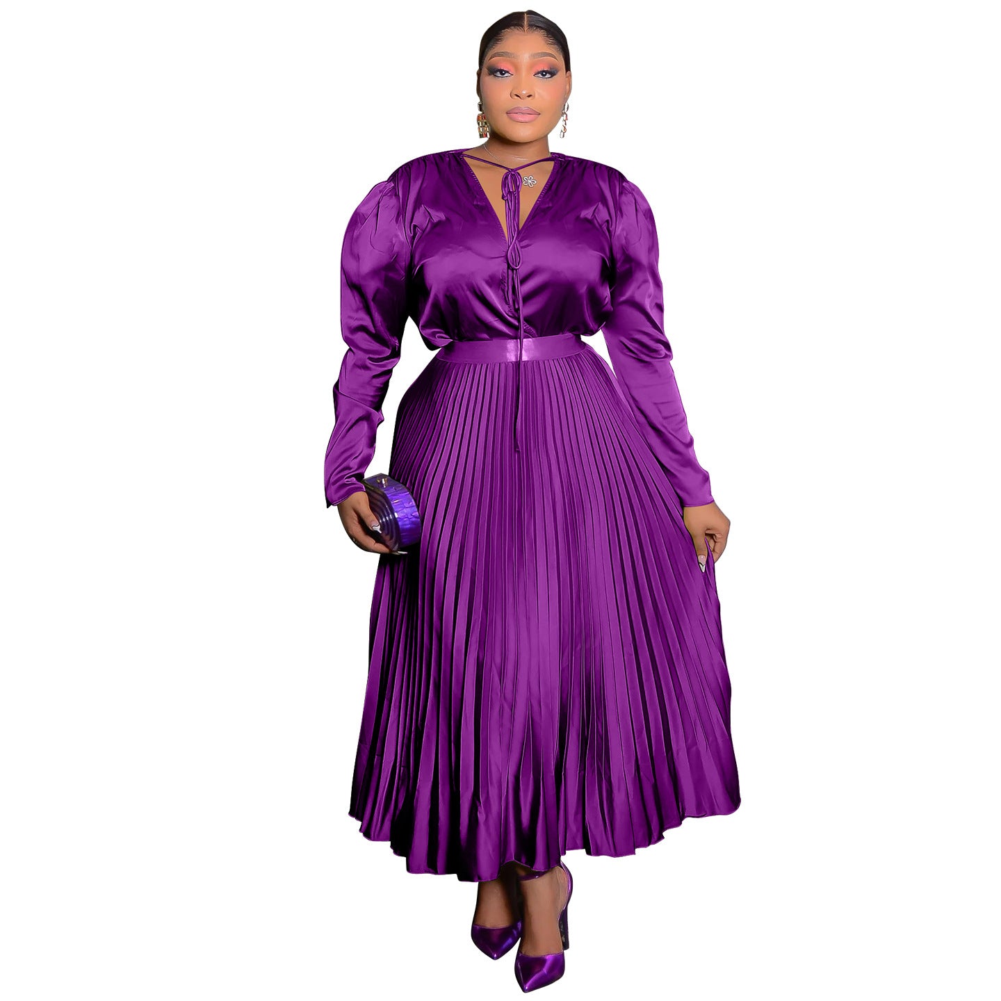Women's Autumn Clothes Pure Color Tied Elegant Suits