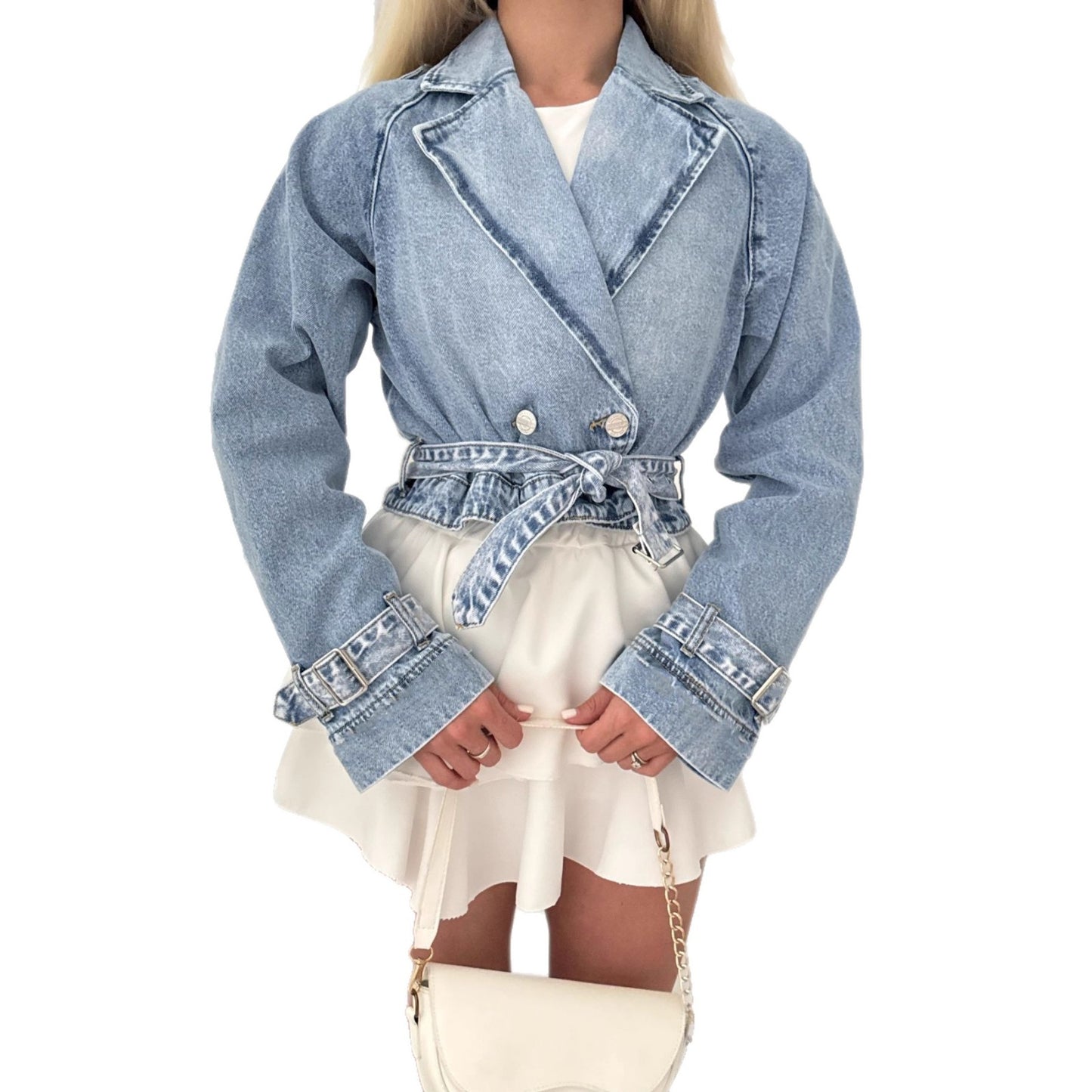 Women's Glamorous Lapel Long Sleeve Denim Jackets